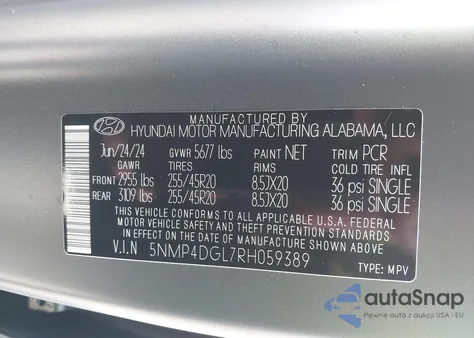 2024 Hyundai Santa Fe Limited из США, поврежденный, VIN 5NMP4DGL7RH059389